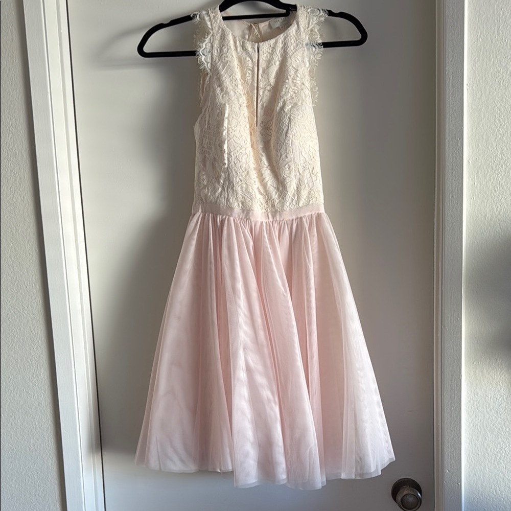Elegant Ted Baker Pitara Open Back Lace and Tulle Cocktail Dress - size 0